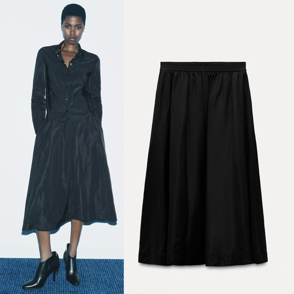 NEW ZARA midi black skirt 4437
